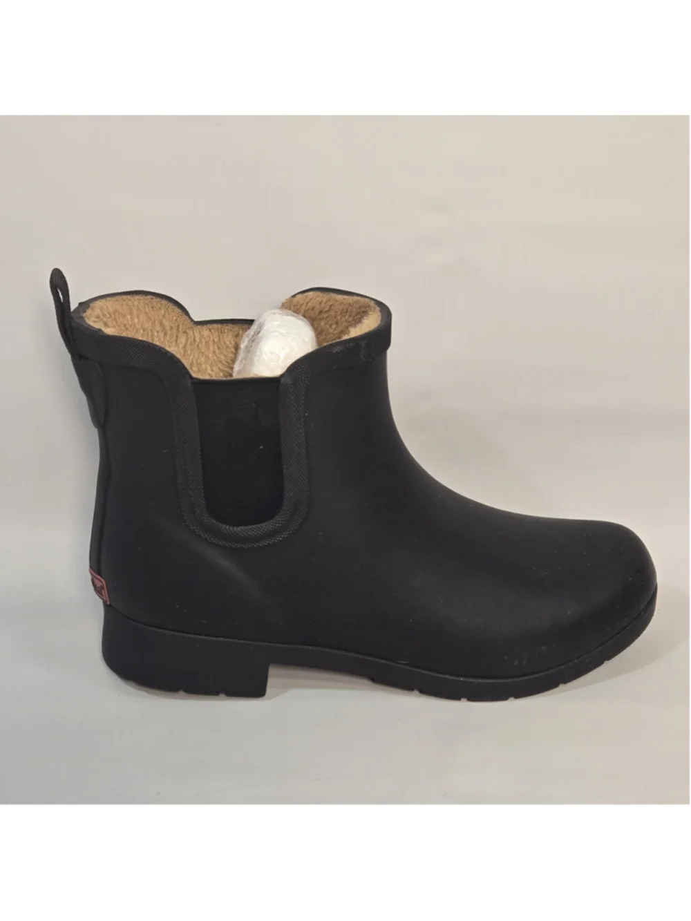 Chooka Delridge Chelsea Rain Boots Black Faux Fur Waterproof Womens 8 Rubber